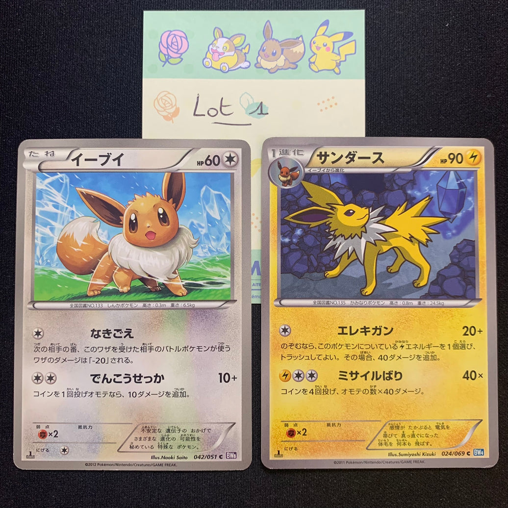 [Lot 1] Evoli & Voltali ed1 - BW4 Dark Rush & BW8 Spiral Force - Missing No.