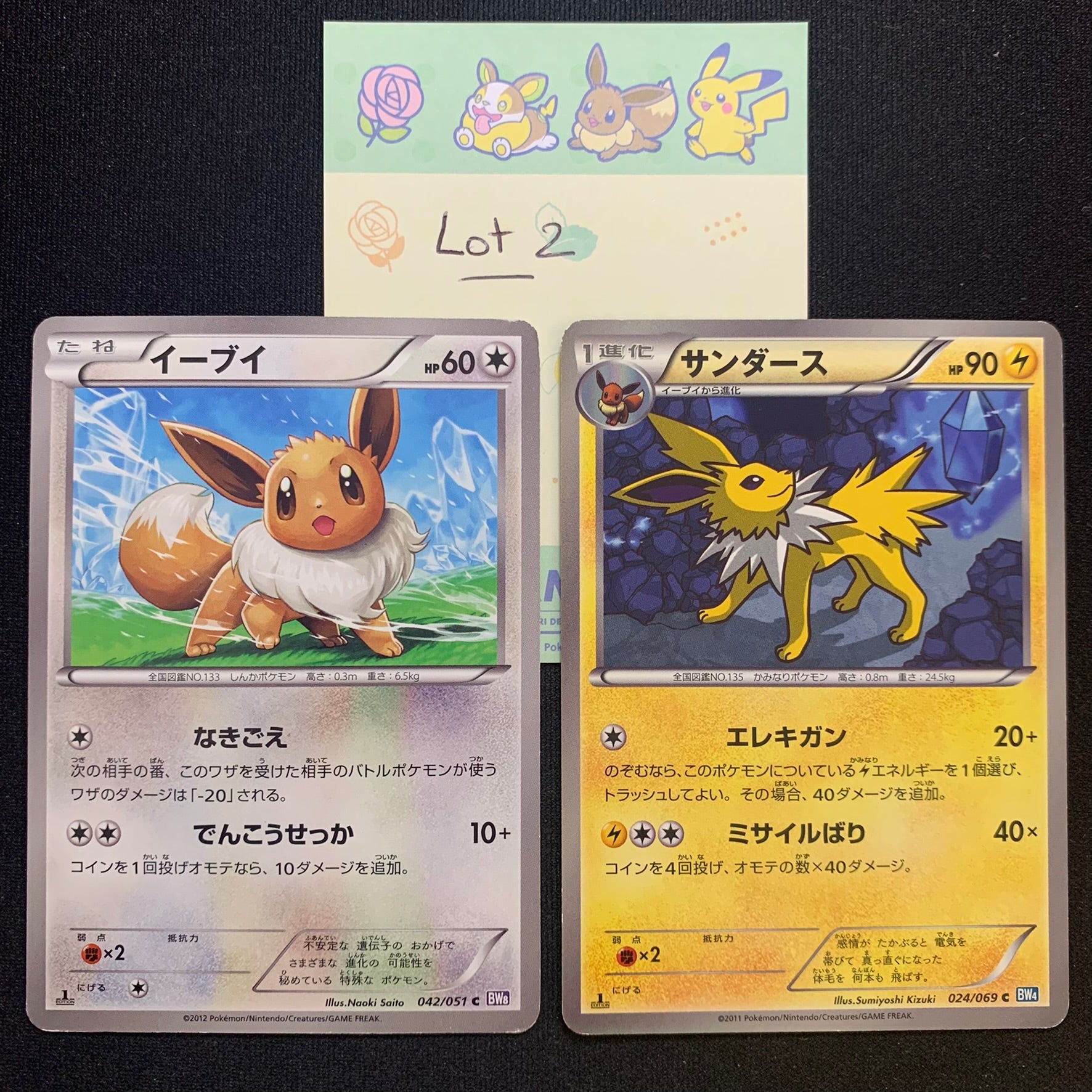 [Lot 2] Evoli & Voltali ed1 - BW4 Dark Rush & BW8 Spiral Force - Missing No.