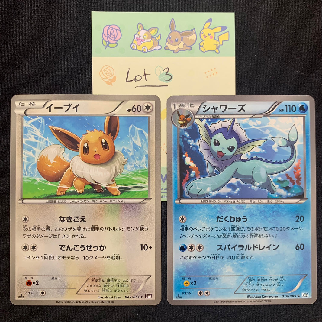 [Lot 3] Evoli & Aquali ed1 - BW4 Dark Rush & BW8 Spiral Force - Missing No.