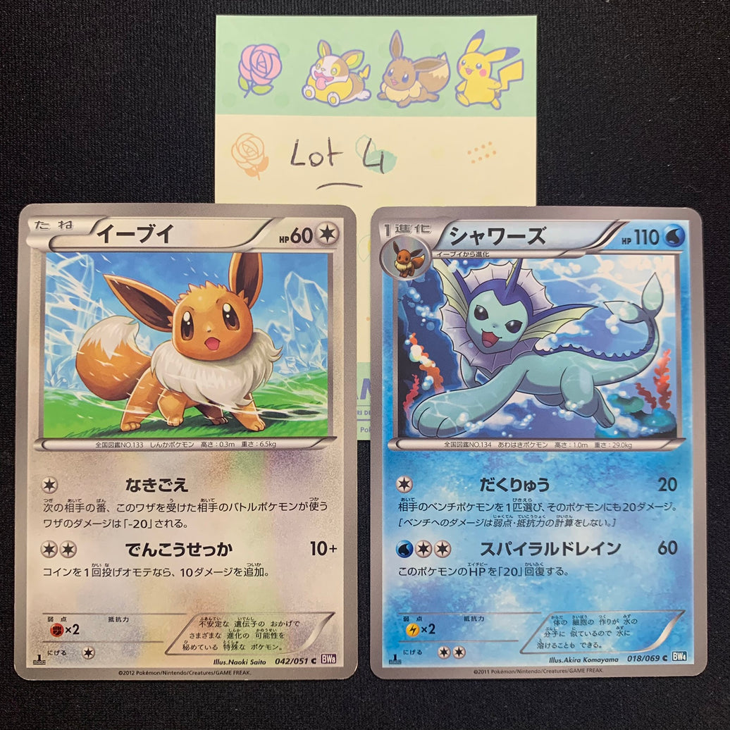 [Lot 4] Evoli & Aquali ed1 - BW4 Dark Rush & BW8 Spiral Force - Missing No.